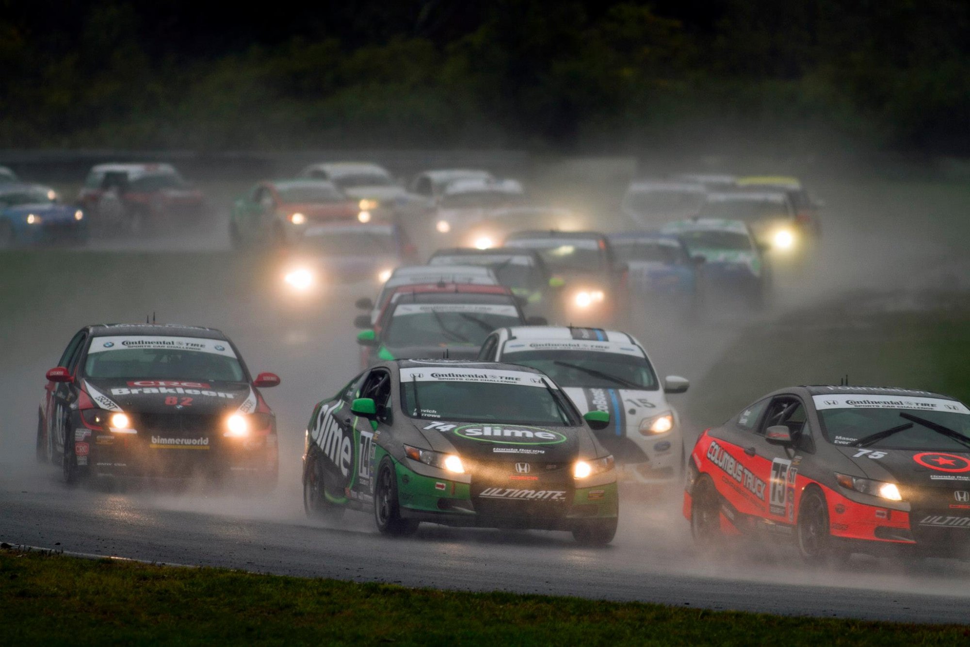 Lime Rock in the Rain